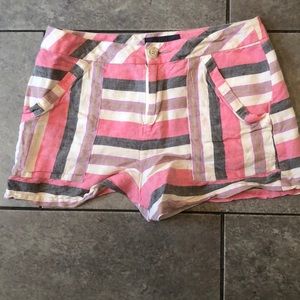 Striped linen shorts